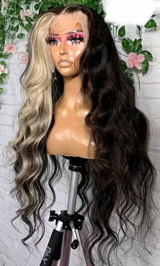 Luxury 13x4 Blonde Skunk Stripe 1B 613 Body weave 30 Inch